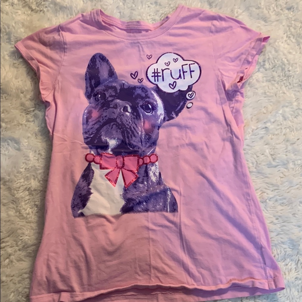 Pink Tee with Dog and Bow Graphic